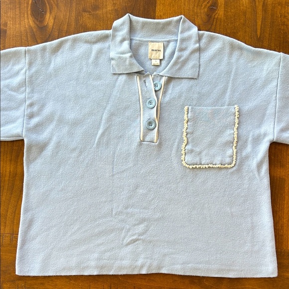 Anthropologie Maeve The Eliott Embellished-Pocket Polo Shirt - Picture 2 of 7